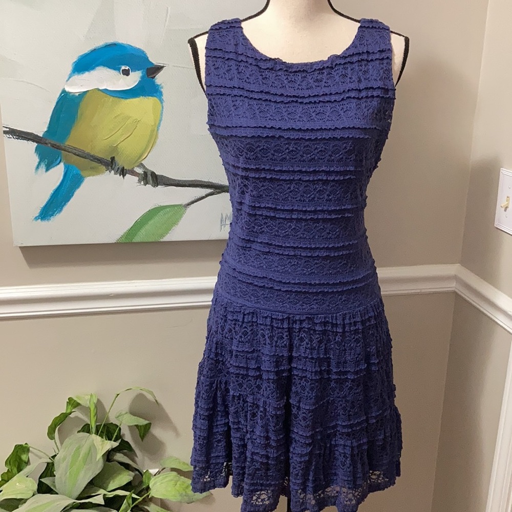 American Rag Cie navy lace overlay dress, M